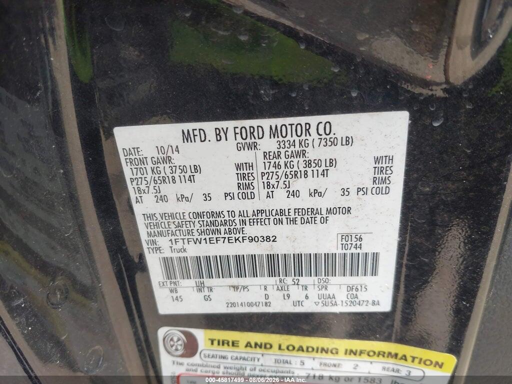 1FTFW1EF7EKF90382 2014 FORD F-150 photo no. 9