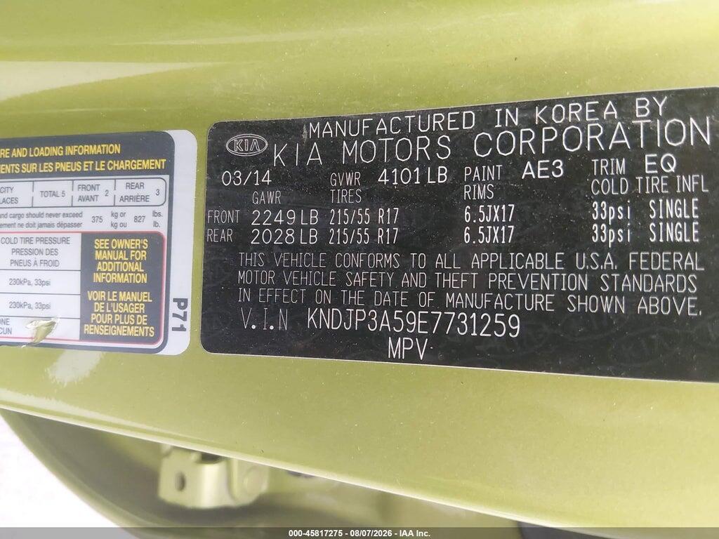 KNDJP3A59E7731259 2014 KIA SOUL photo no. 9