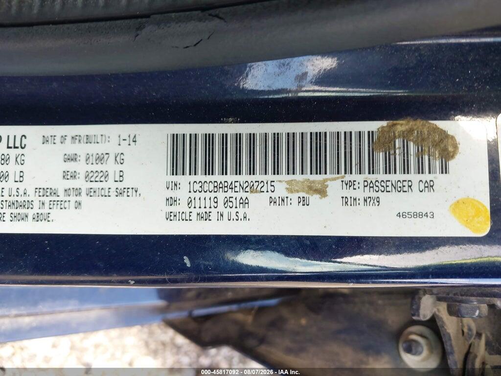 1C3CCBAB4EN207215 2014 CHRYSLER 200 photo no. 9