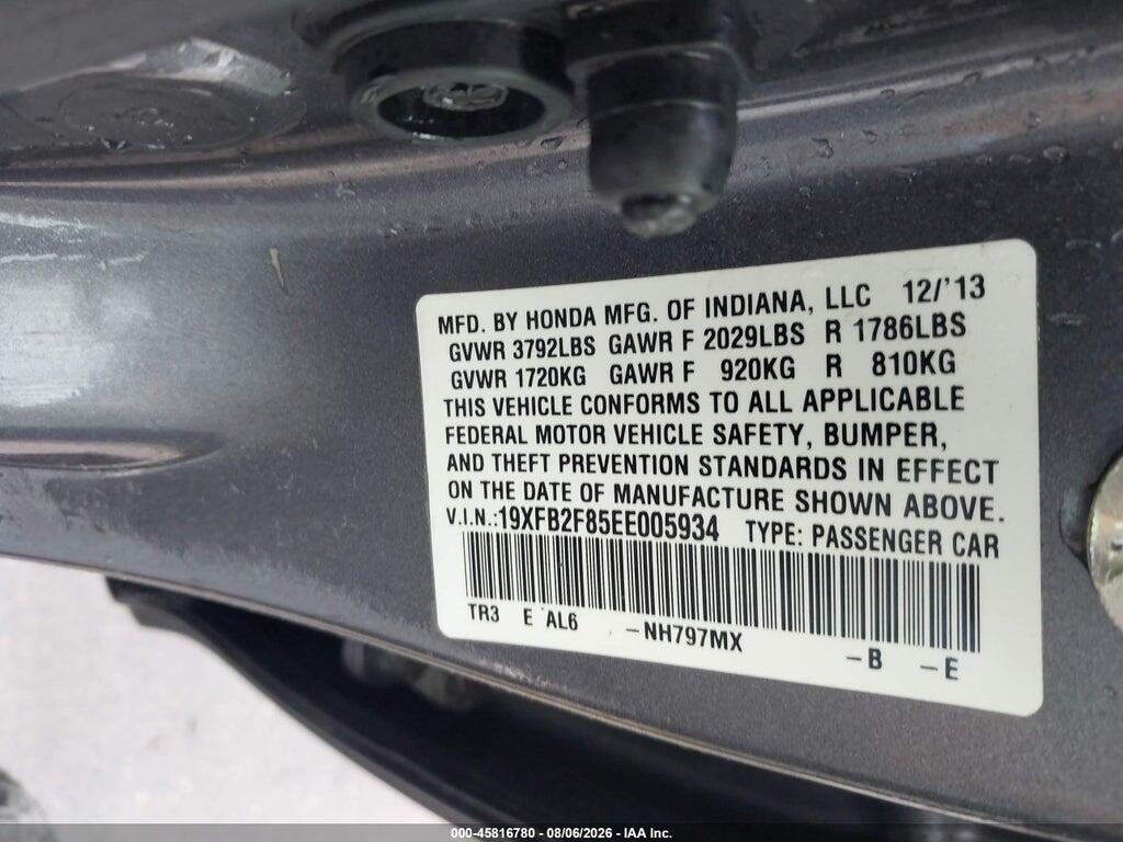 19XFB2F85EE005934 2014 HONDA CIVIC photo no. 9