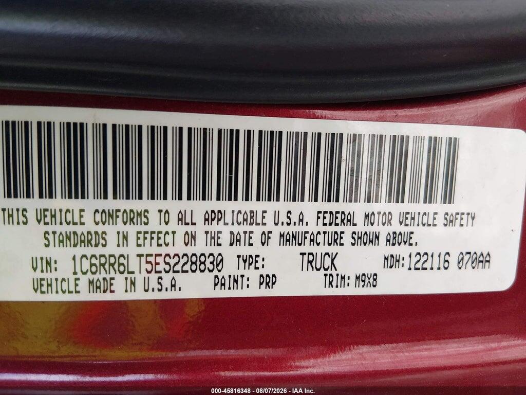 1C6RR6LT5ES228830 2014 RAM 1500 photo no. 9