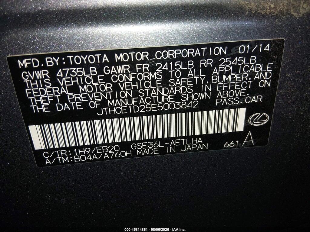 JTHCE1D25E5003842 2014 LEXUS IS 350 photo no. 9