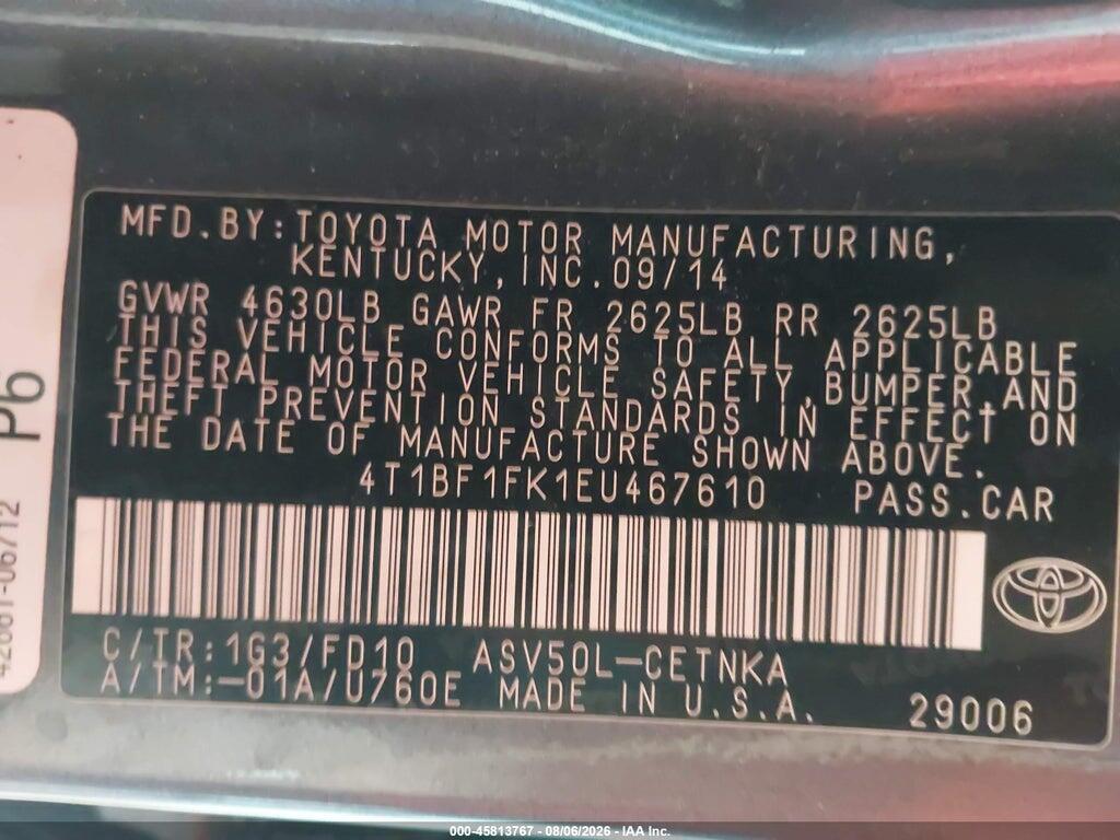 4T1BF1FK1EU467610 2014 TOYOTA CAMRY photo no. 9
