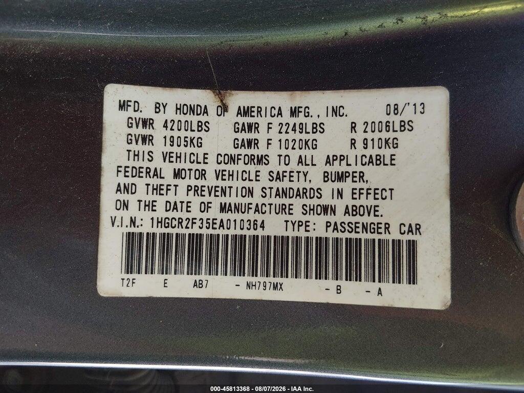 1HGCR2F35EA010364 2014 HONDA ACCORD photo no. 9
