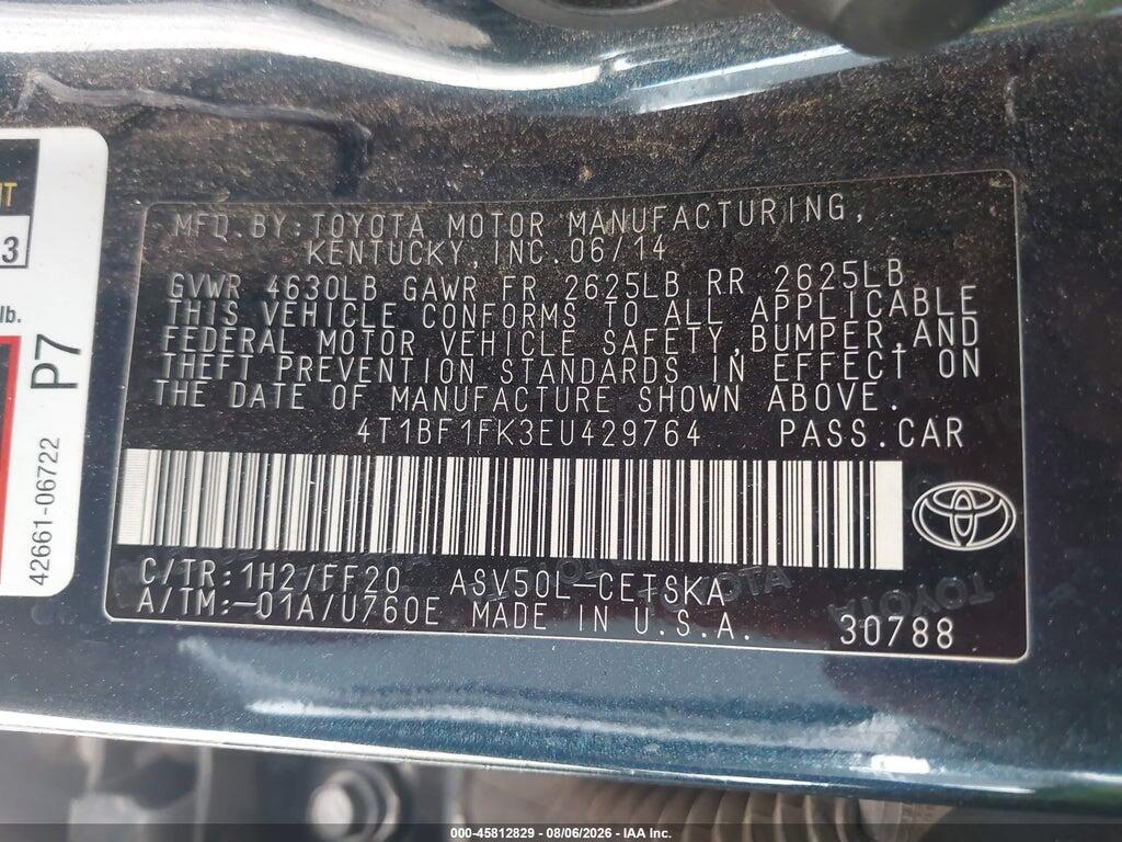 4T1BF1FK3EU429764 2014 TOYOTA CAMRY photo no. 9