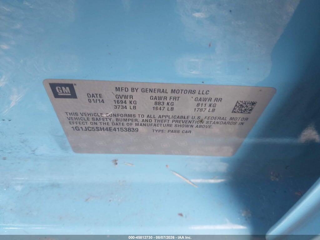 1G1JC5SH4E4153839 2014 CHEVROLET SONIC photo no. 9