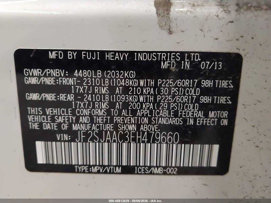 JF2SJAAC3EH479660 2014 SUBARU FORESTER photo no. 9