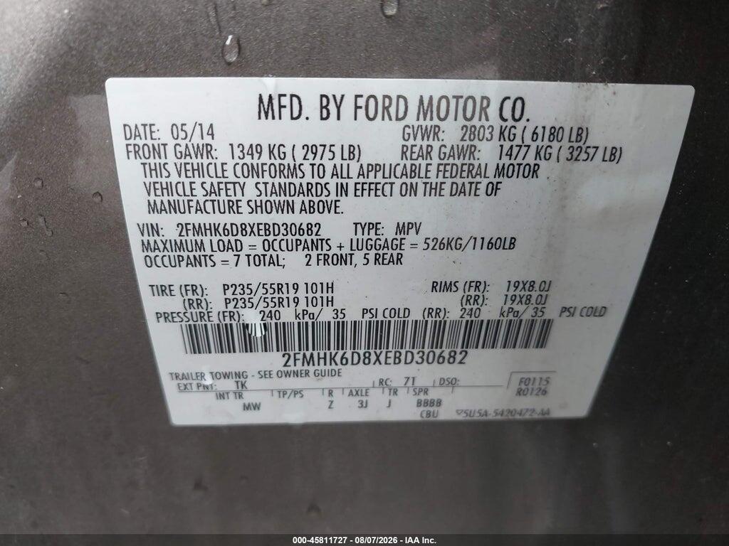 2FMHK6D8XEBD30682 2014 FORD FLEX photo no. 9
