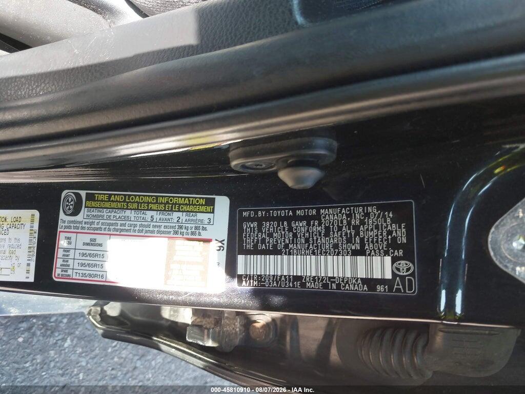 2T1BURHE1EC207303 2014 TOYOTA COROLLA photo no. 9