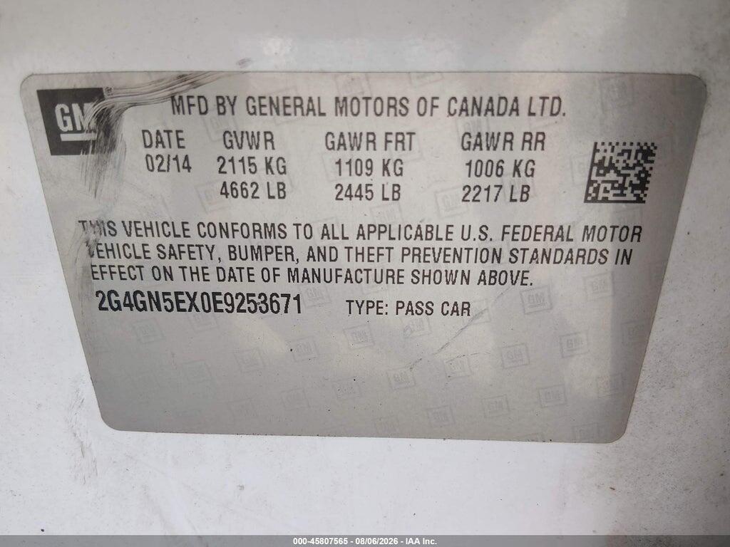 2G4GN5EX0E9253671 2014 BUICK REGAL photo no. 9