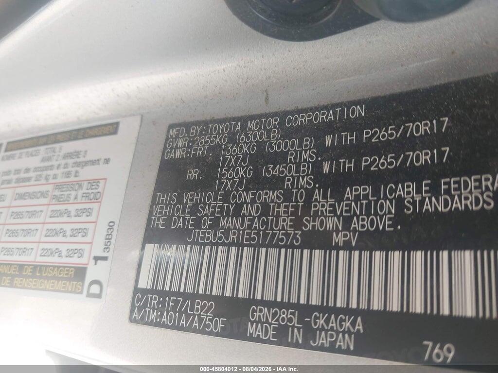 JTEBU5JR1E5177573 2014 TOYOTA 4RUNNER photo no. 9