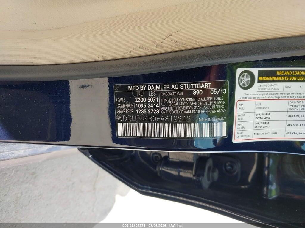 WDDHF5KB0EA812242 2014 MERCEDES-BENZ E 350 photo no. 9