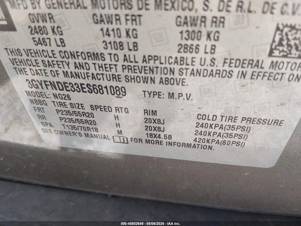 3GYFNDE33ES681089 2014 CADILLAC SRX photo no. 9