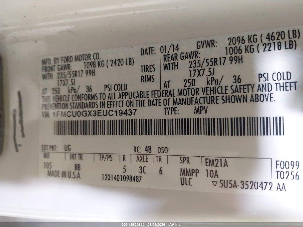 1FMCU0GX3EUC19437 2014 FORD ESCAPE photo no. 9