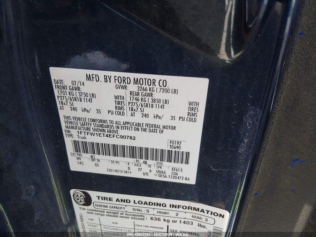 1FTFW1ET4EFC90782 2014 FORD F-150 photo no. 9