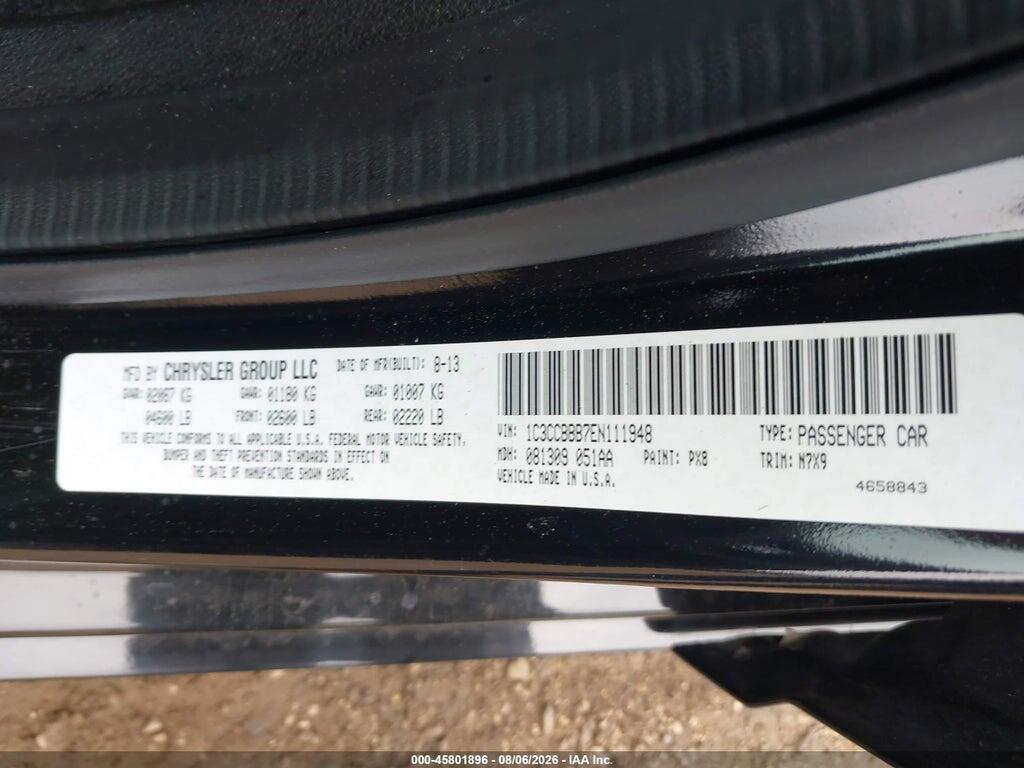 1C3CCBBB7EN111948 2014 CHRYSLER 200 photo no. 9