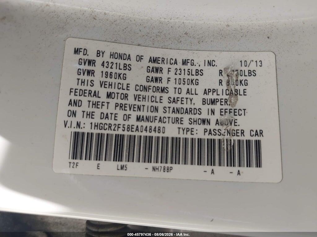 1HGCR2F58EA048480 2014 HONDA ACCORD photo no. 9