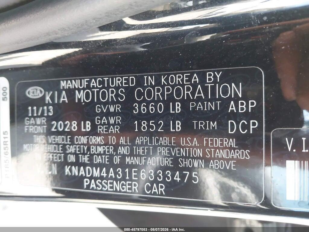 KNADM4A31E6333475 2014 KIA RIO photo no. 9