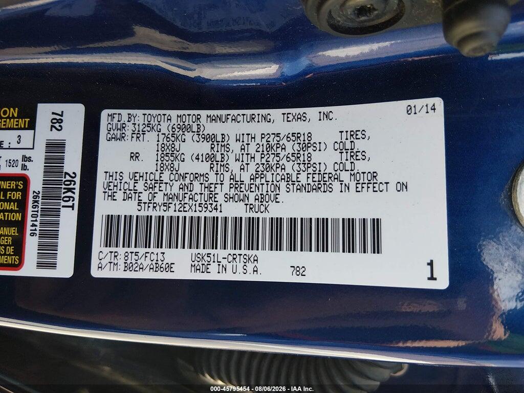 5TFRY5F12EX159341 2014 TOYOTA TUNDRA photo no. 9