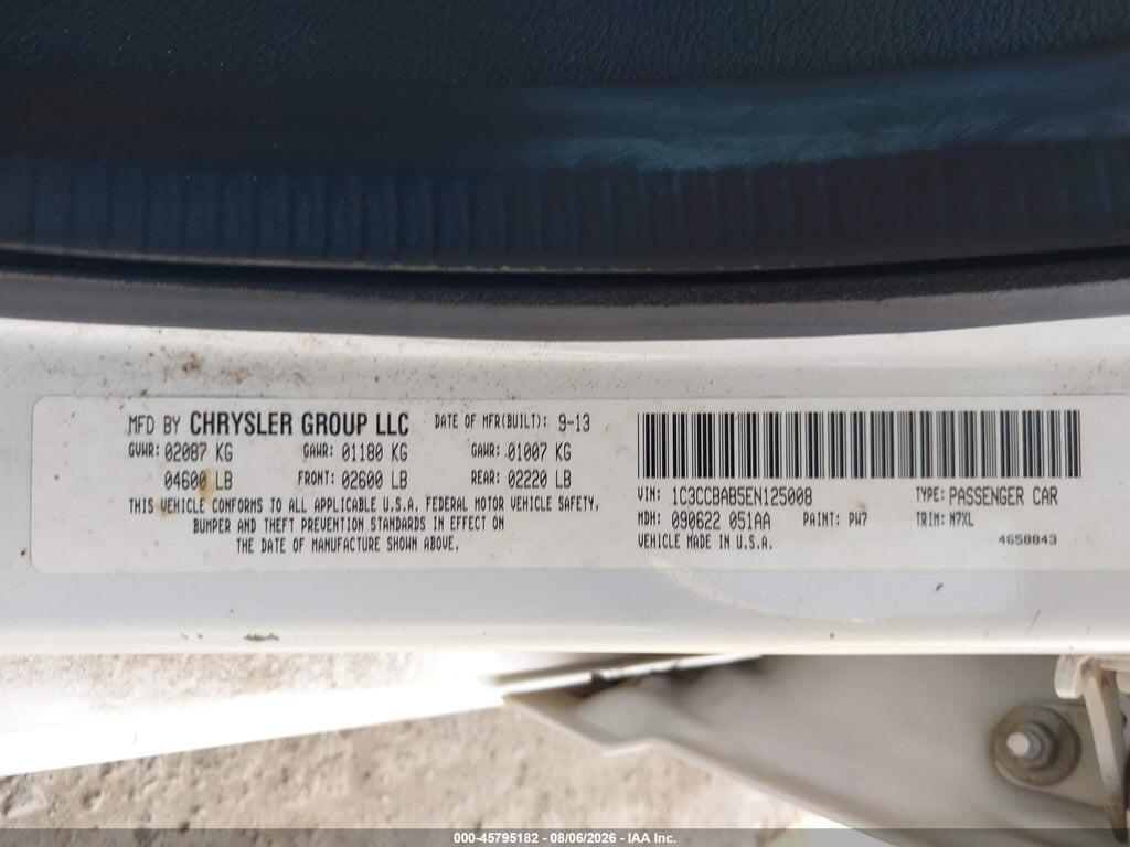 1C3CCBAB5EN125008 2014 CHRYSLER 200 photo no. 9