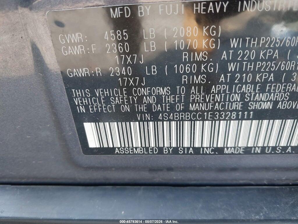 4S4BRBCC1E3328111 2014 SUBARU OUTBACK photo no. 9