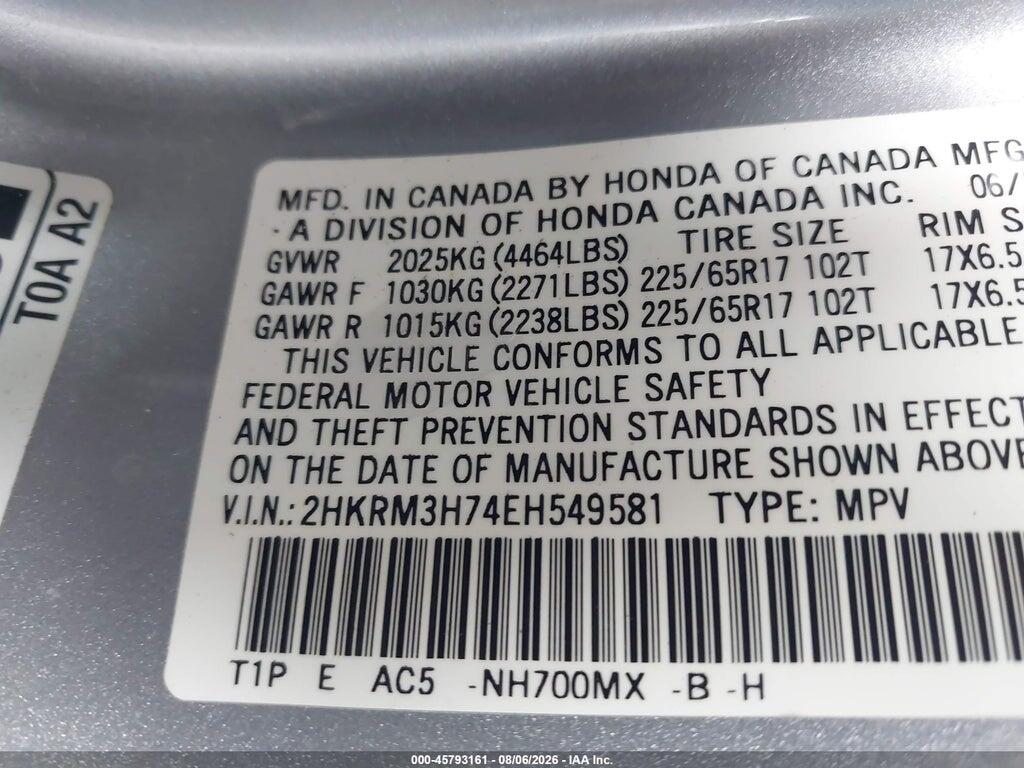 2HKRM3H74EH549581 2014 HONDA CR-V photo no. 9
