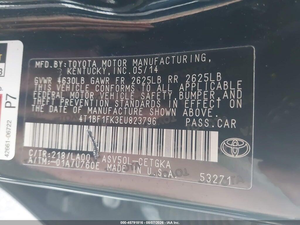 4T1BF1FK3EU823796 2014 TOYOTA CAMRY photo no. 9