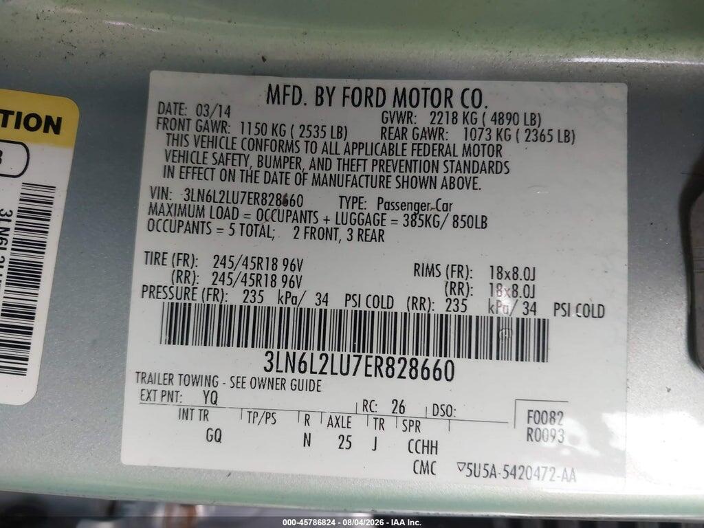 3LN6L2LU7ER828660 2014 LINCOLN MKZ HYBRID photo no. 9