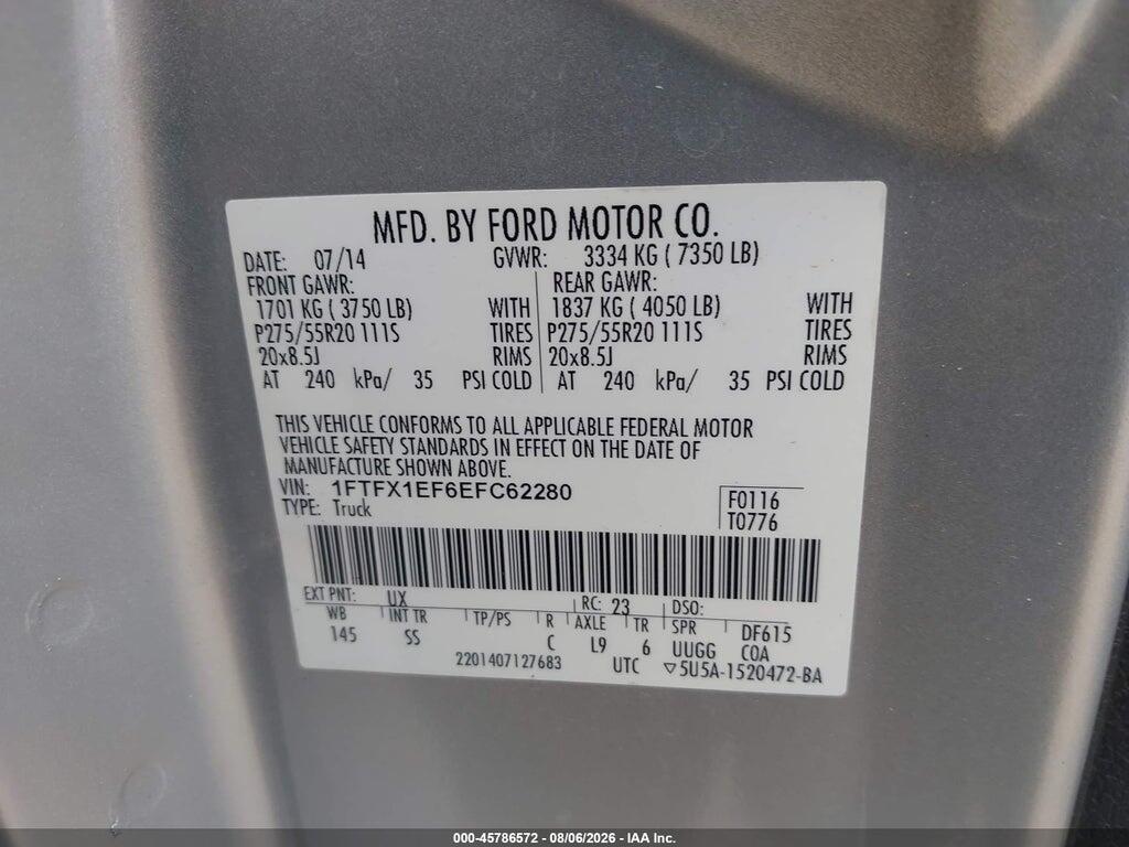 1FTFX1EF6EFC62280 2014 FORD F-150 photo no. 9