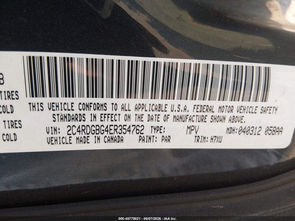 2C4RDGBG4ER354762 2014 DODGE GRAND CARAVAN photo no. 9