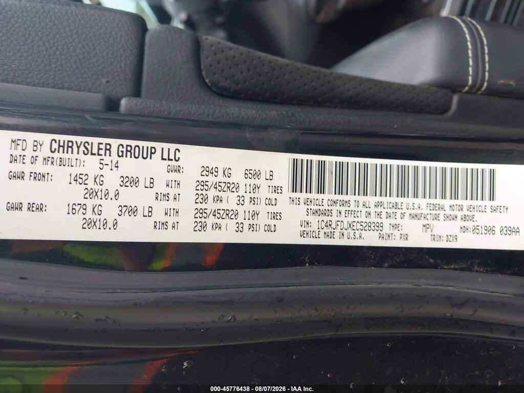 1C4RJFDJXEC528399 2014 JEEP GRAND CHEROKEE photo no. 9