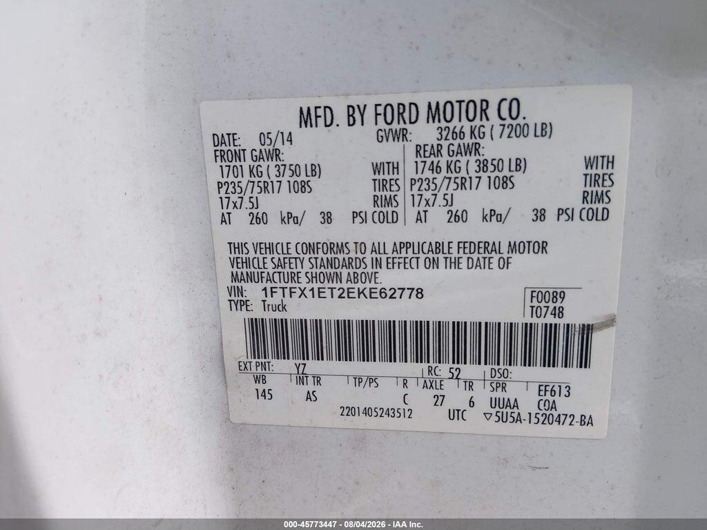 1FTFX1ET2EKE62778 2014 FORD F-150 photo no. 9