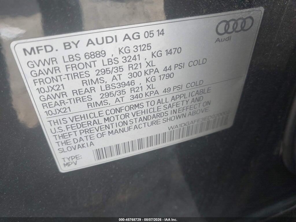 WA1DGAFE3ED020002 2014 AUDI Q7 photo no. 9