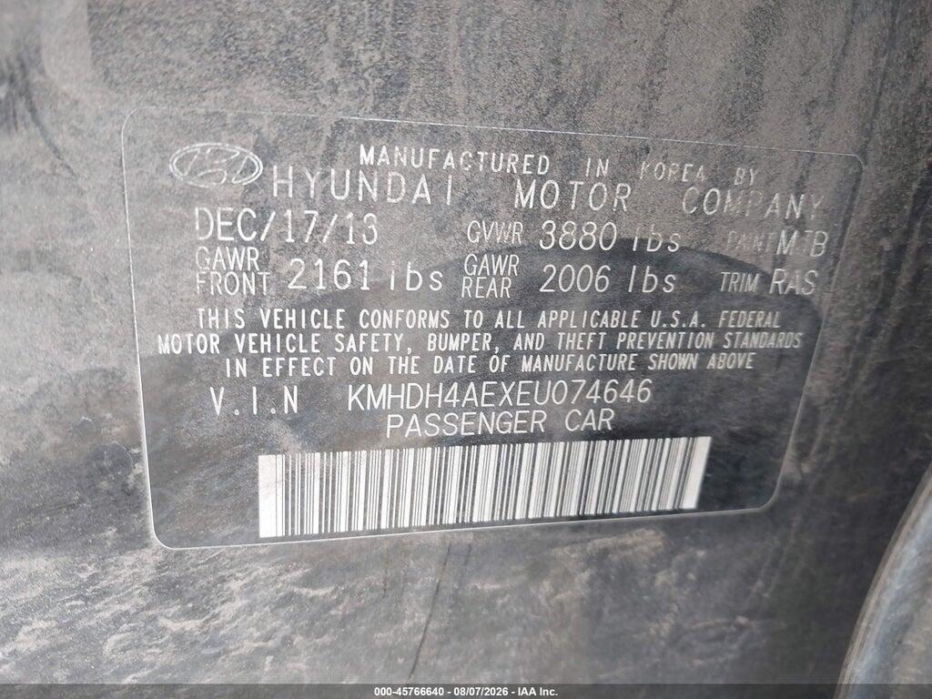 KMHDH4AEXEU074646 2014 HYUNDAI ELANTRA photo no. 9