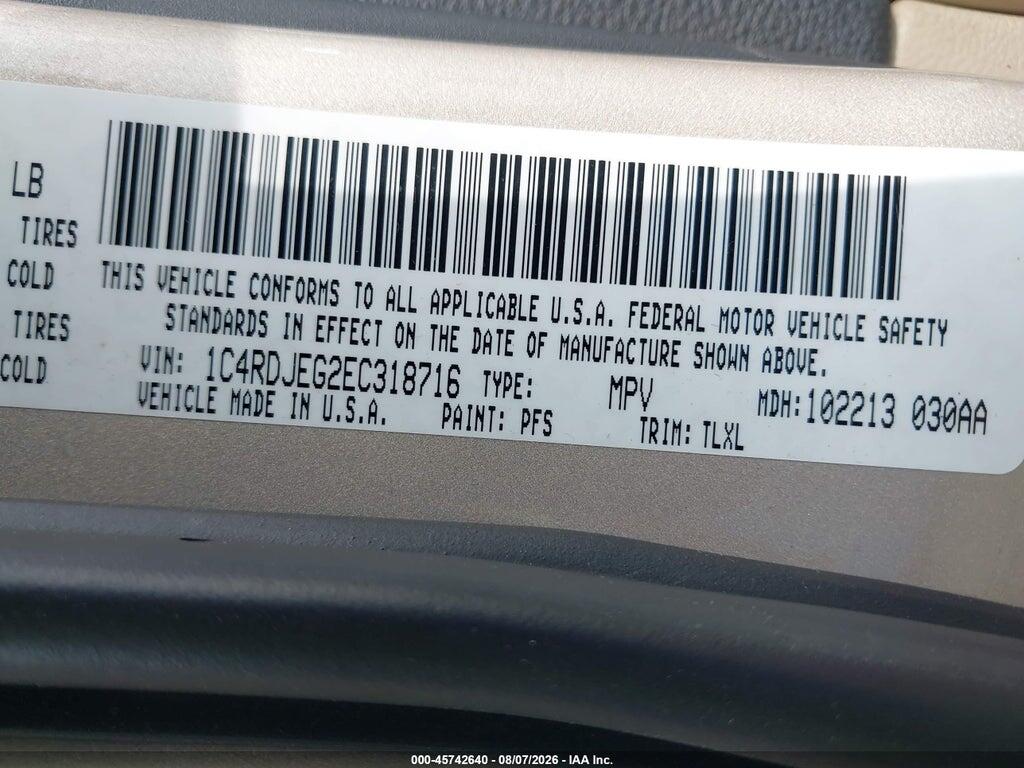 1C4RDJEG2EC318716 2014 DODGE DURANGO photo no. 9
