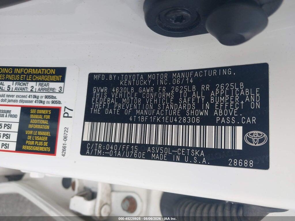 4T1BF1FK1EU428306 2014 TOYOTA CAMRY photo no. 9