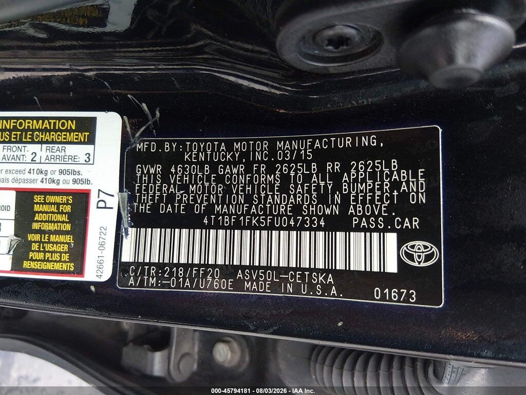 4T1BF1FK5FU047334 2015 TOYOTA CAMRY photo no. 9