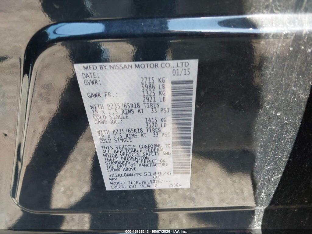 5N1AL0MM2FC514976 2015 INFINITI QX60 photo no. 9