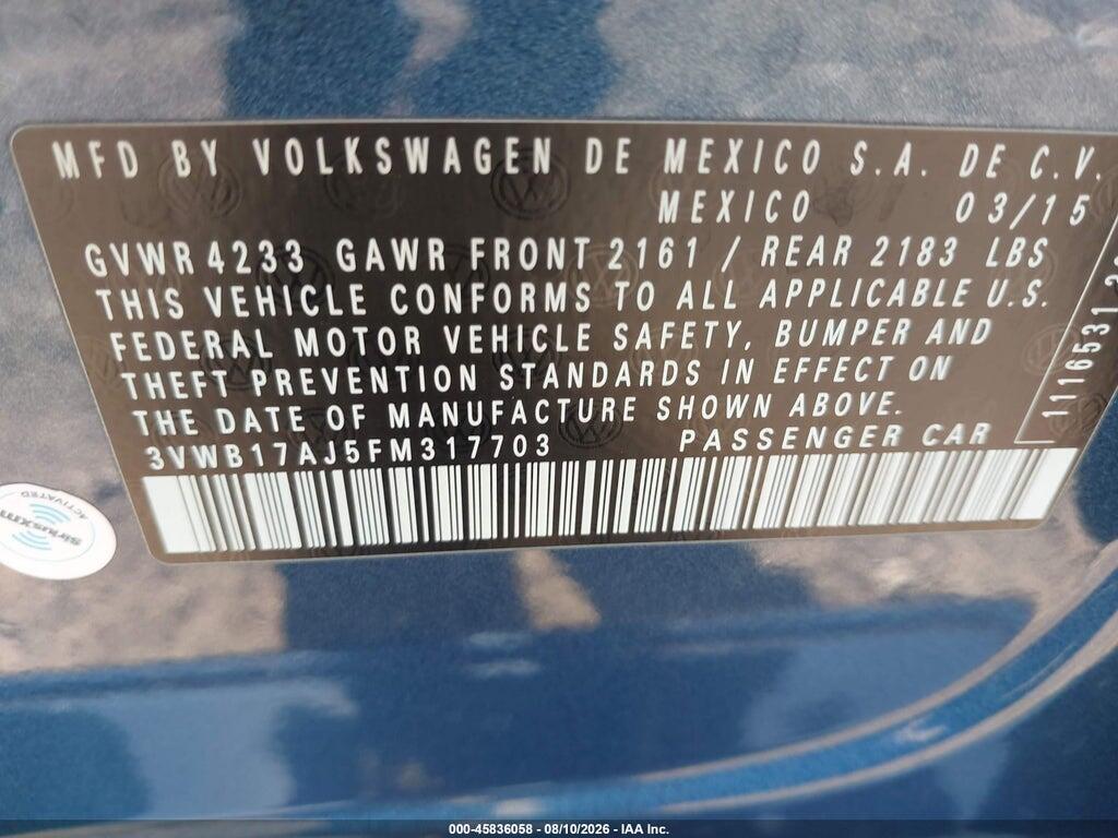3VWB17AJ5FM317703 2015 VOLKSWAGEN JETTA photo no. 9
