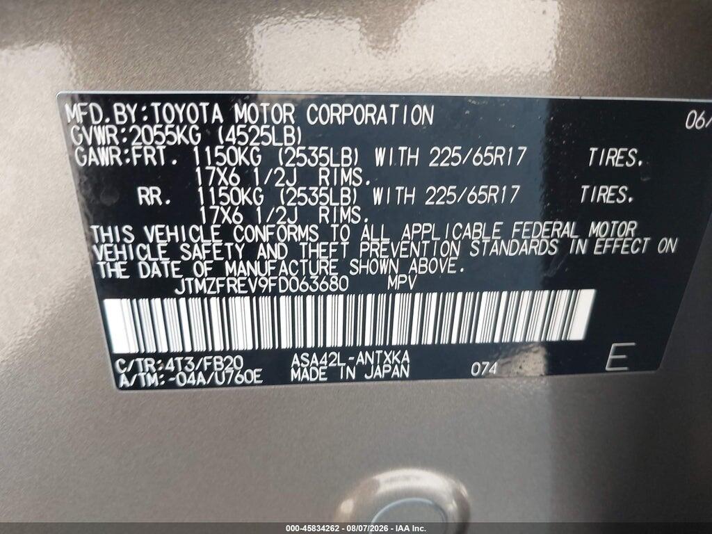 JTMZFREV9FD063680 2015 TOYOTA RAV4 photo no. 9