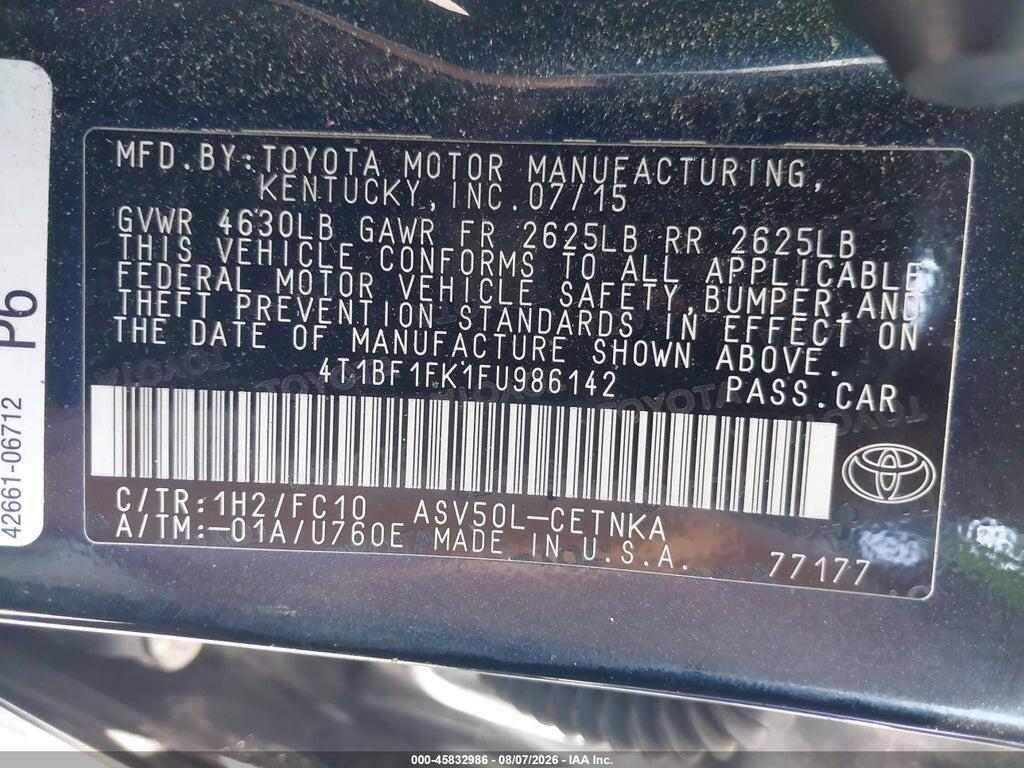 4T1BF1FK1FU986142 2015 TOYOTA CAMRY photo no. 9