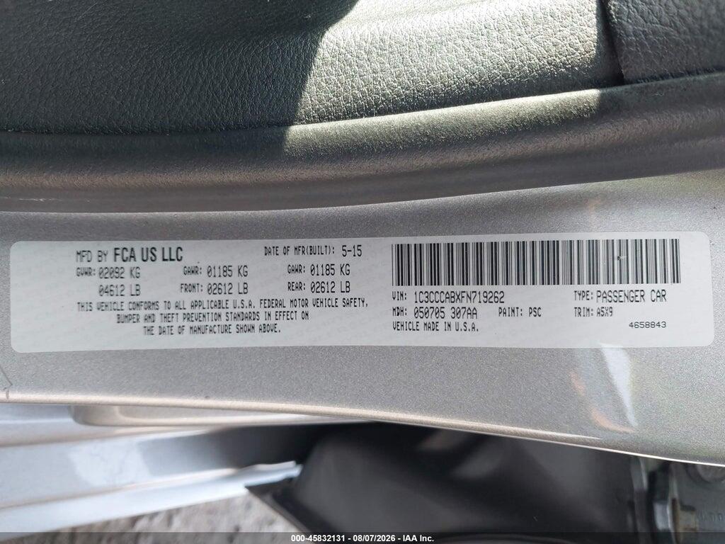 1C3CCCABXFN719262 2015 CHRYSLER 200 photo no. 9