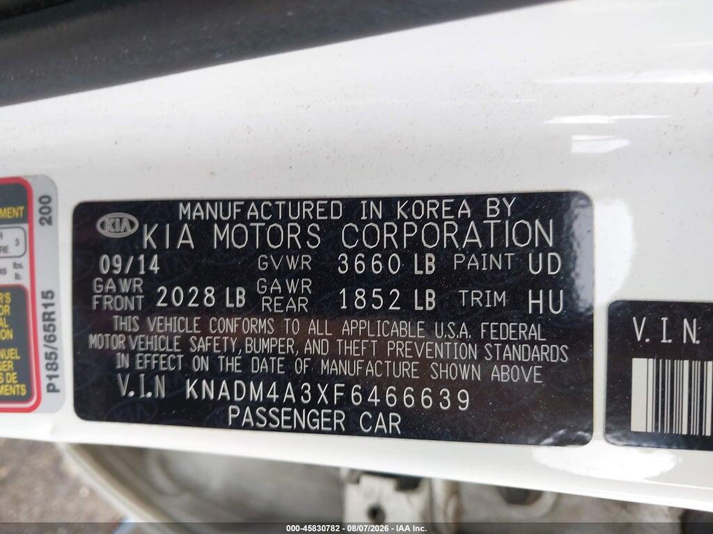 KNADM4A3XF6466639 2015 KIA RIO photo no. 9