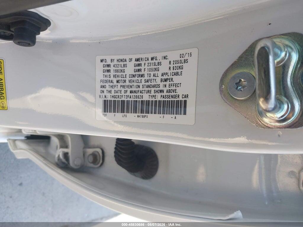 1HGCR2F72FA126626 2015 HONDA ACCORD photo no. 9