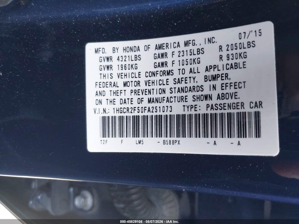 1HGCR2F50FA251073 2015 HONDA ACCORD photo no. 9