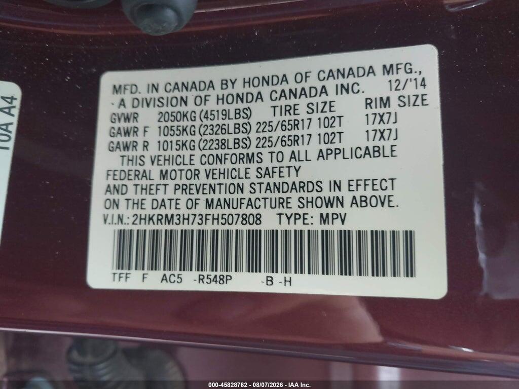2HKRM3H73FH507808 2015 HONDA CR-V photo no. 9