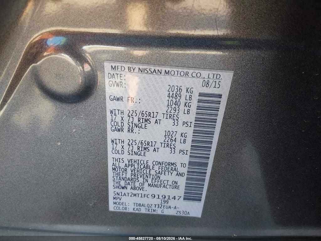5N1AT2MT1FC919147 2015 NISSAN ROGUE photo no. 9