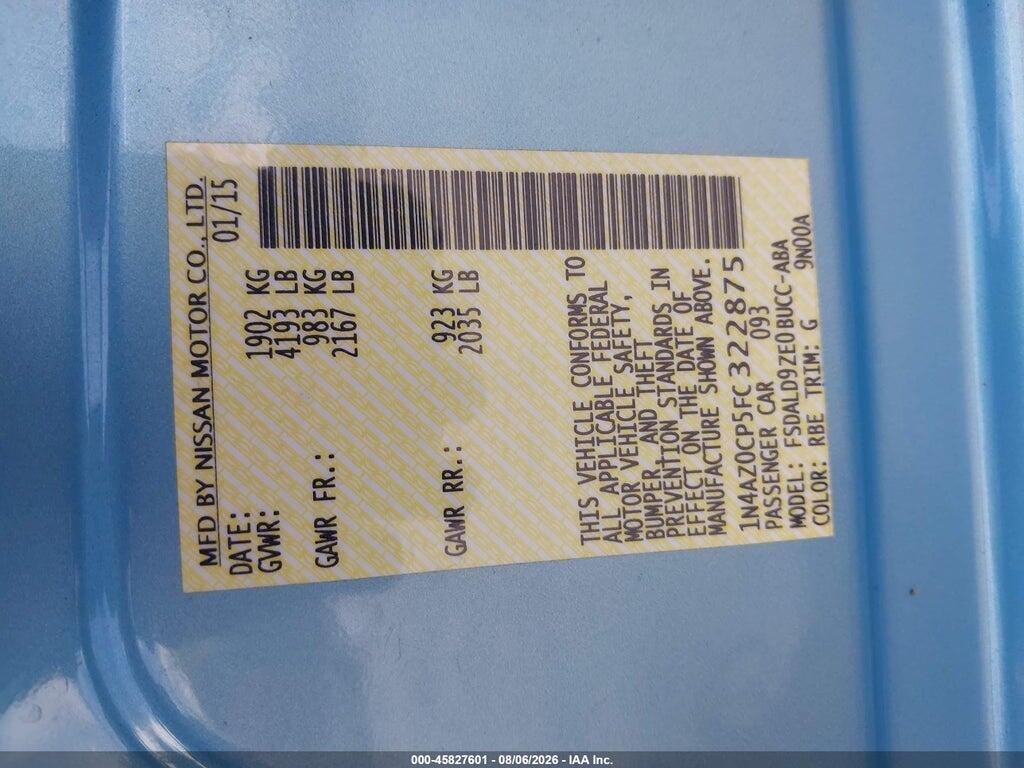 1N4AZ0CP5FC322875 2015 NISSAN LEAF photo no. 9