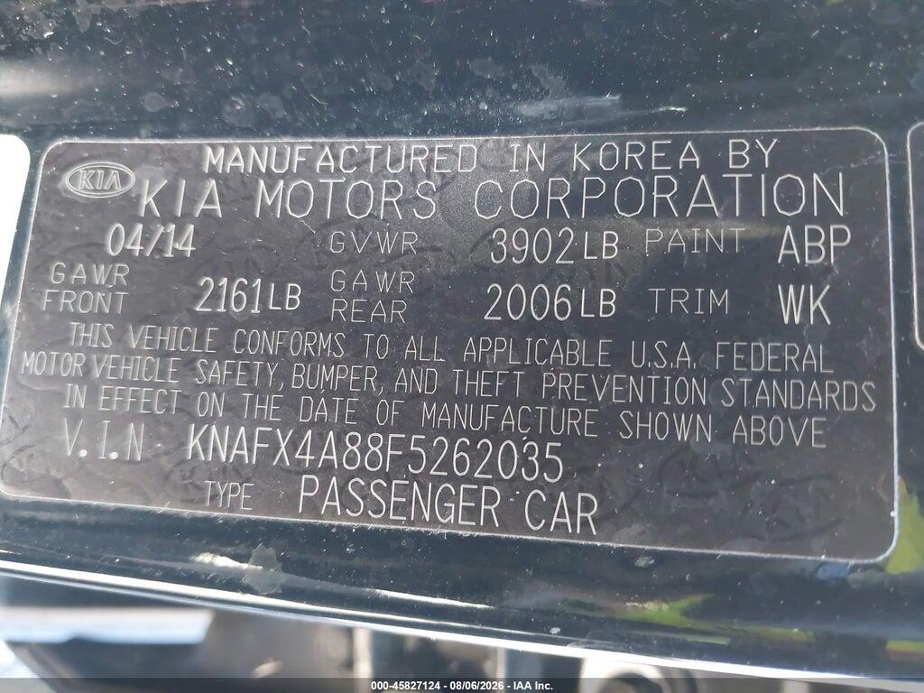 KNAFX4A88F5262035 2015 KIA FORTE photo no. 9