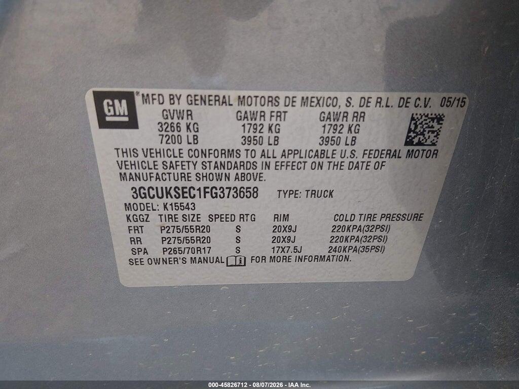 3GCUKSEC1FG373658 2015 CHEVROLET SILVERADO 1500 photo no. 9
